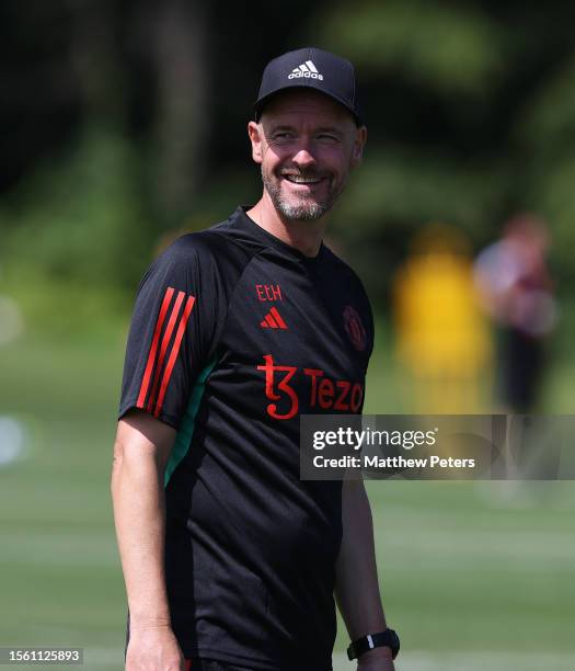 Of Manchester United in action during a pre-season training session at Pingry School on July 21, 2023 in Basking Ridge, New Jersey.
