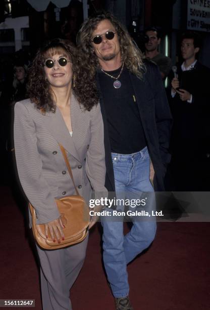 Actress Marina Sirtis and husband Michael Lamper attending the premiere of 'Speed' on June 7, 1994 at Mann Chinese Theater in Hollywood, California.