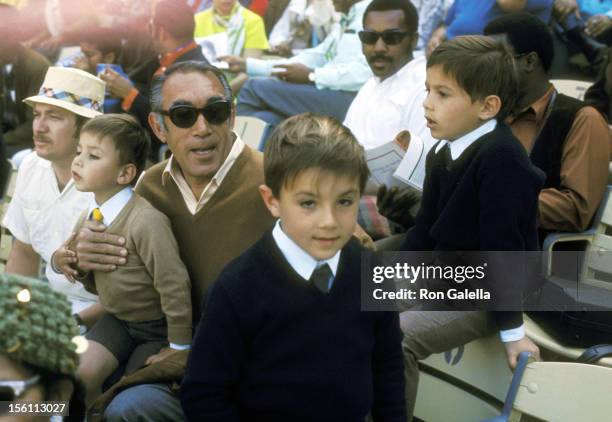 Actor Anthony Quinn and sons Danny Quinn, Lorenzo Quinn, and Francesco Quinn attend the Martin Luther King, Jr. All-Star Baseball Game Benefit on...