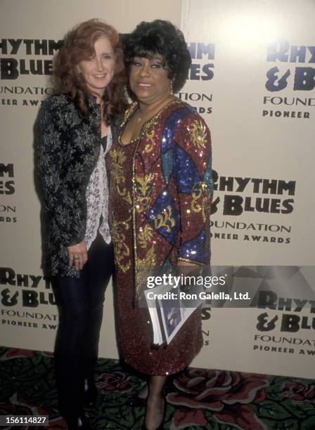 Musician Bonnie Raitt and Singer Ruth Brown attend The Rhythm & Blues Foundation's Fifth Annual Pioneer Awards on March 2, 1994 at Roseland in New...