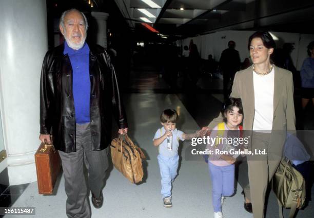 Actor Anthony Quinn, wife Kathy Benvin, son Ryan Quinn and daughter Antonia Quinn on October 15, 1998 departing from the Los Angeles International...