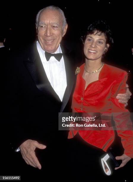 Actor Anthony Quinn and wife Kathy Benvin attend the 'Night of 200' Stars Second Annual International Achievement in Arts Awards on December 2, 1995...