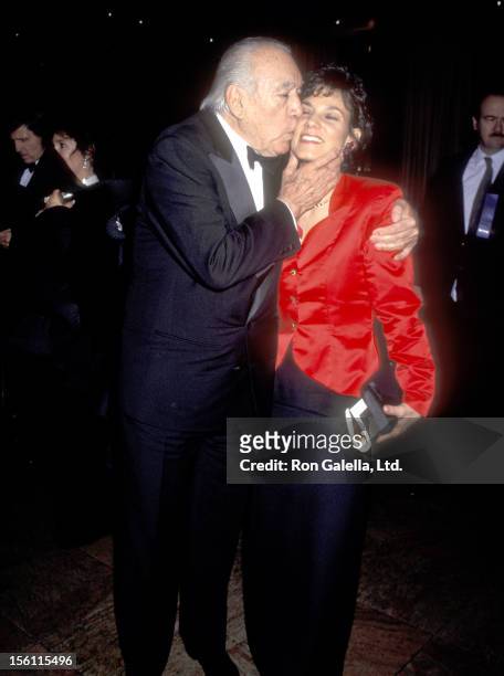 Actor Anthony Quinn and wife Kathy Benvin attend the 'Night of 200' Stars Second Annual International Achievement in Arts Awards on December 2, 1995...
