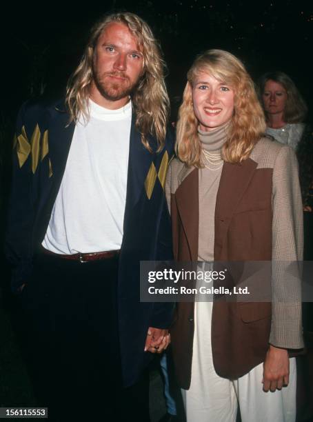 Actress Laura Dern and director Renny Harlin attending the party for 'Robin Hood-Men in Tights' on June 10, 1991 at the Westwood Marquis Hotel in...
