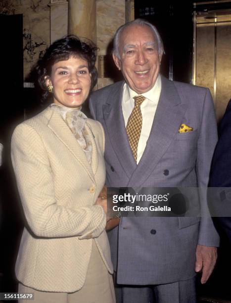 Actor Anthony Quinn and wife Kathy Benvin attend Anthony Quinn Hosts Party in Honor of His Book 'One Man Tango' on September 27, 1995 at New York...