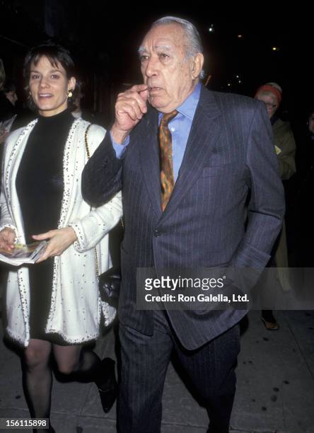 Actor Anthony Quinn and wife Kathy Benvin attend the 'Barrymore' Broadway Play Performance on April 1, 1997 at Musix Box Theatre in New York City,...