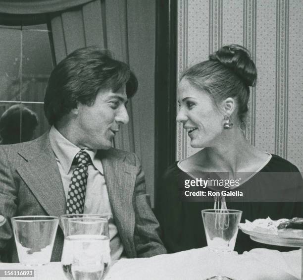 Actor Dustin Hoffman and Anne Byrne attend National Academy Of Arts And Sciences Salute To Robert Evans on October 30, 1975 at the Americana Hotel in...