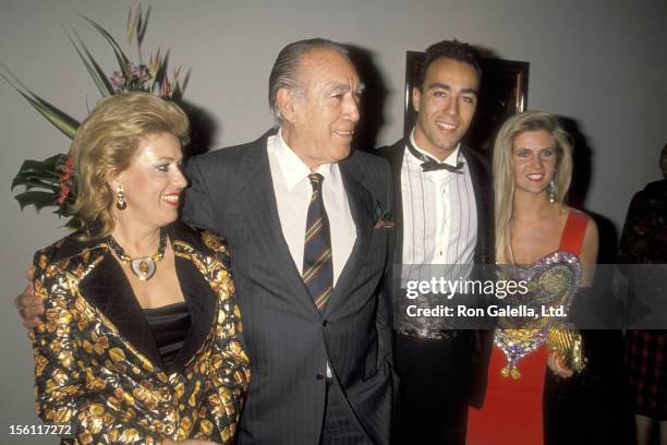 Actor Anthony Quinn and wife Jolanda Addolori, son Lorenzo Quinn and wife Giovanna Quinn attend the Unveiling of Lorenzo Quinn's Sculptures and Oil...