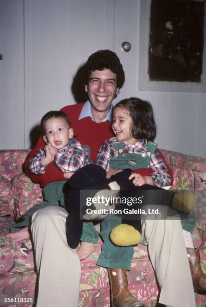 Musician Jon Bauman of Sha Na Na, daughter Nora Bauman and son Eli Bauman being photographed for exclusive photo session on December 20, 1983 at Jon...