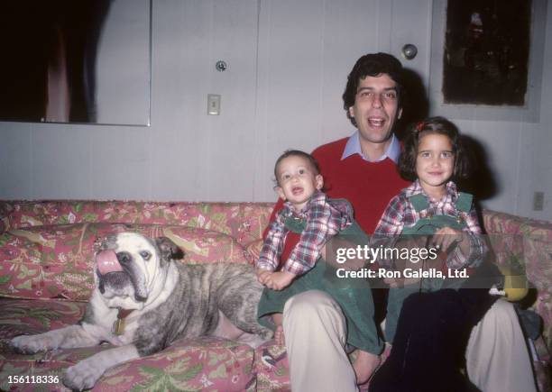 Musician Jon Bauman of Sha Na Na, daughter Nora Bauman and son Eli Bauman being photographed for exclusive photo session on December 20, 1983 at Jon...