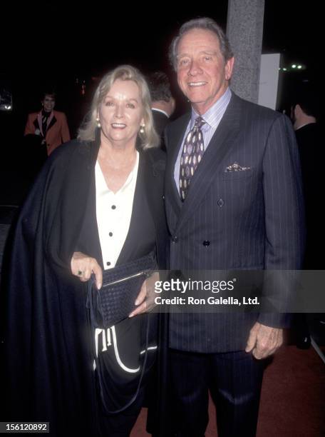 Actor Richard Crenna and wife Penni Sweeney attend the 'Sabrina' Westwood Premiere on December 8, 1995 at Mann National Theatre in Westwood,...