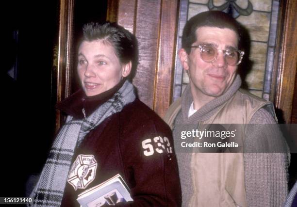 Actress Lindsay Crouse and writer/director David Mamet attends the Party to Unveil the 'Some Men Need Help' Broadway Poster Designed by Andy Warhol...