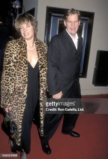 Rebecca Broussard and Actor Al Corley attend the 'Drowning Mona' Westwood Premiere on February 28, 2000 at Mann Bruin Theatre in Westwood, California.