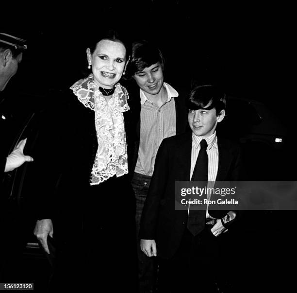 Anderson Cooper, Carter Cooper and designer Gloria Vanderbilt attending 'Woody Allen New Year's Eve Party' on December 31, 1979 at Harkness House in...