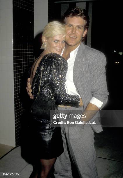 Actress Randi Brooks and husband Joseph Brazen on February 21, 1986 dining at Nicky Blair's Restaurant in Hollywood, California.