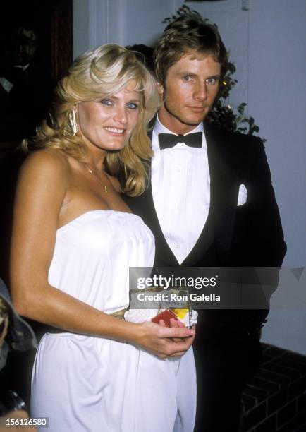 Actress Randi Brooks and Actor Jeffrey Byron attend the Wrap-Up Party for the First Season of 'Wizards and Warriors' on February 18, 1983 at Chasen's...