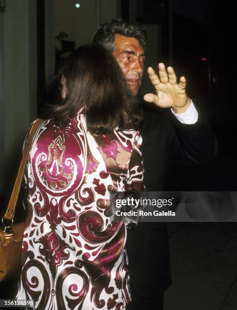 Actor/Singer Dean Martin and Catherine Hawn on March 26, 1970 leaving the Candy Store in Beverly Hills, California.