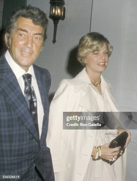 Actor/Singer Dean Martin and wife Catherine Hawn attend the 46th Annual Academy Awards Pre-Party on April 1, 1974 at Chasen's Restaurant in Beverly...