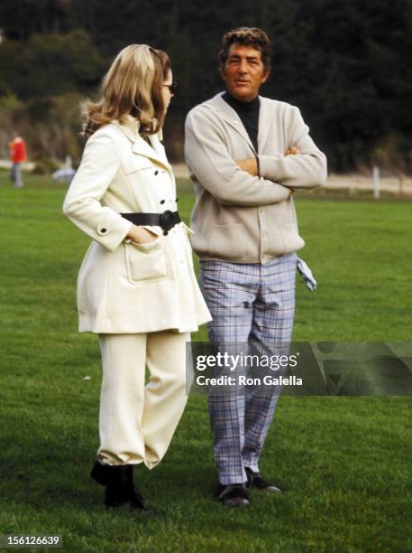 Actor/Singer Dean Martin and girlfriend Gail Renshaw attend the 29th Annual Bing Crosby National Pro-Amateur Golf Championship on January 22, 1970 at...