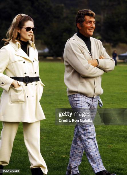 Actor/Singer Dean Martin and girlfriend Gail Renshaw attend the 29th Annual Bing Crosby National Pro-Amateur Golf Championship on January 22, 1970 at...