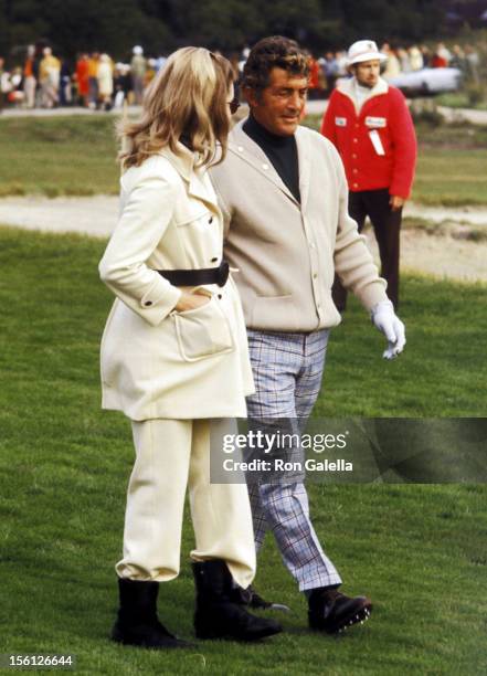 Actor/Singer Dean Martin and girlfriend Gail Renshaw attend the 29th Annual Bing Crosby National Pro-Amateur Golf Championship on January 22, 1970 at...