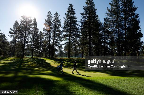Satoshi Kodaira of Japan walks to the fifth green during the second round of the Barracuda Championship at Tahoe Mountain Club on July 21, 2023 in...