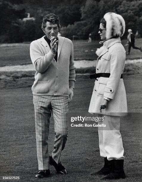 Singer Dean Martin and Gail Renshaw attending 'Bing Crosby Clambake Golf Tournament Charity Benefit' on January 22, 1970 at the Pebble Beach Golf...