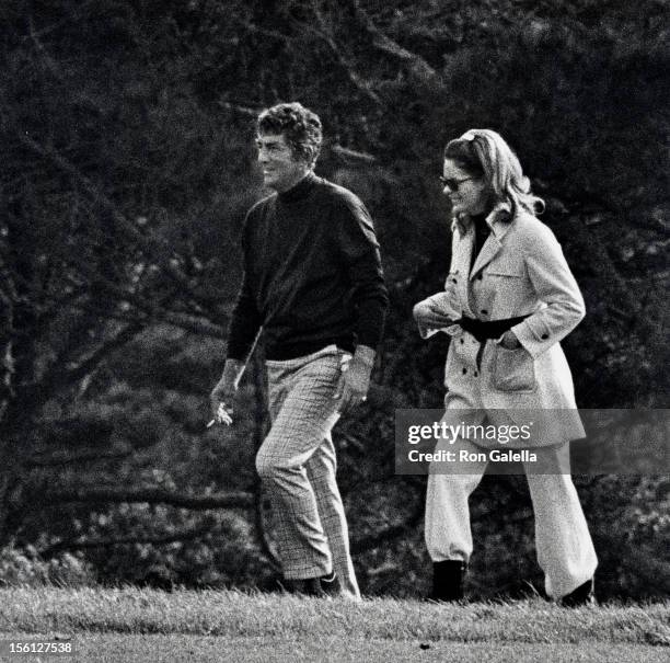 Singer Dean Martin and Gail Renshaw attending 'Bing Crosby Clambake Golf Tournament Charity Benefit' on January 22, 1970 at the Pebble Beach Golf...