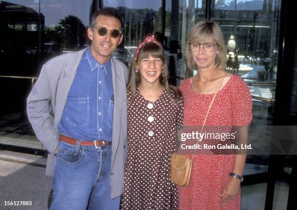 Actress Mayim Bialik and parents Barry Bialik and Beverly Bialik attend the NBC Summer TCA Press Tour on July 27, 1991 at Universal Hilton Hotel in...