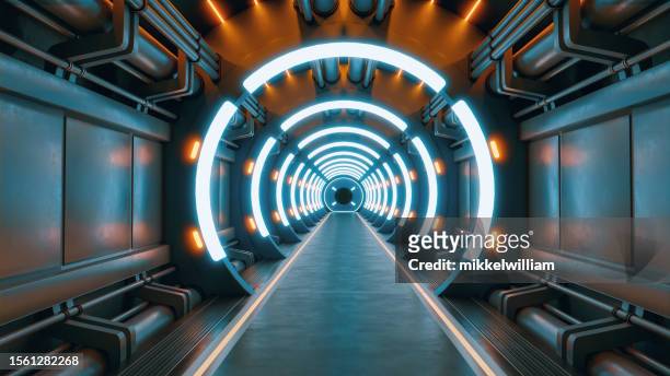 neon lit time machine or portal to an unknown world - time travel stock pictures, royalty-free photos & images