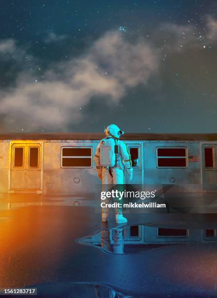 dreaming big in the metaverse: astronaut ready for an adventure - entering data stock pictures, royalty-free photos & images