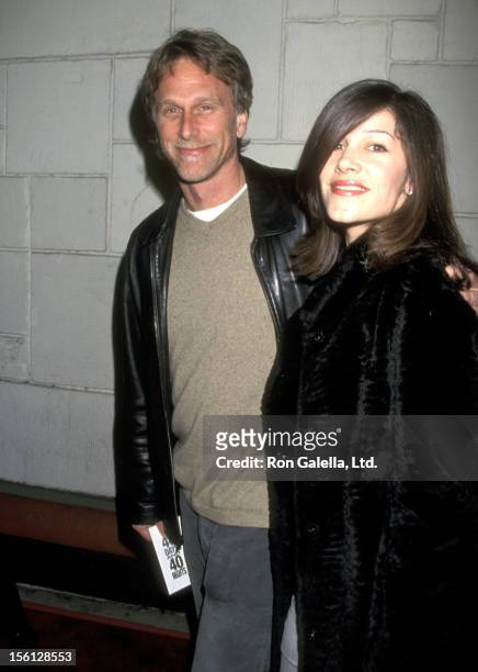 Actor Peter Horton and wife Nicole Deputron attend the '40 Days and 40 Nights' Westwood Premiere on February 20, 2002 at Mann Festival Theatre in...