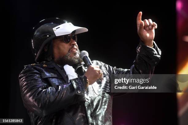 Lead singer Victor Willis of Village People performs onstage during 58th Donostiako Jazzaldia Jazz Festival on July 21, 2023 in San Sebastian, Spain.