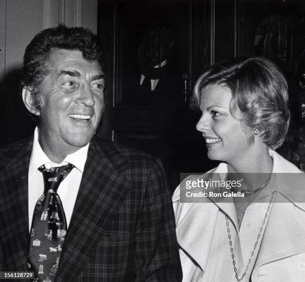 Singer Dean Martin and date Catherine Hawn attending 'Pre-Party for 46th Annual Academy Awards' on April 1, 1974 at Chasen's Restaurant in Beverly...