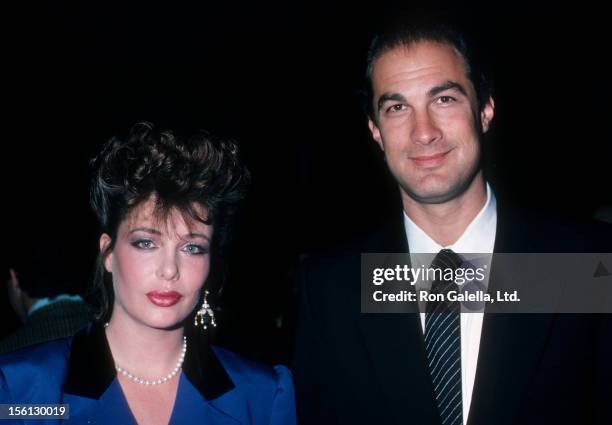 Model Kelly LeBrock and actor Steven Seagal attending 'Campari Campaign Event' on October 9, 1986 at Cafe Seiyoken in New York City, New York.