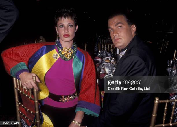 Model Kelly LeBrock and actor Steven Seagal attending Fifth Annual Fashion Industry APLA Benefit on February 13, 1991 at the Century Plaza Hotel in...