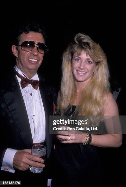 Talk Show Host Morton Downey Jr and actress Lori Krebs attending 17th Annual Police-Atheletic Dinner Gala on May 12, 1989 at the Plaza Hotel in New...