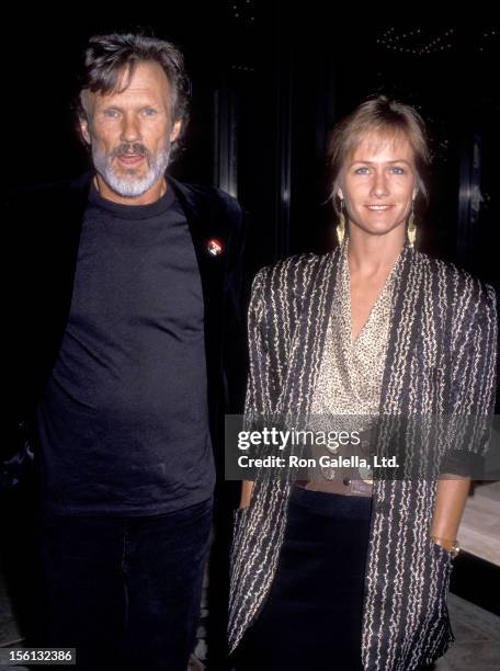 Musician/Actor Kris Kristofferson and wife Lisa Meyers attend the 'American Civil Liberties Union Fundraiser Dinner' on April 14, 1989 at Century...