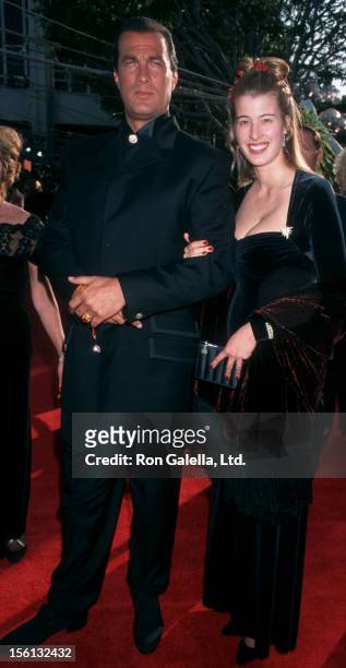 Actor Steven Seagal and Arissa Wolf attending 68th Annual Academy Awards on March 25, 1996 at the Dorothy Chandler Pavilion in Los Angeles,...