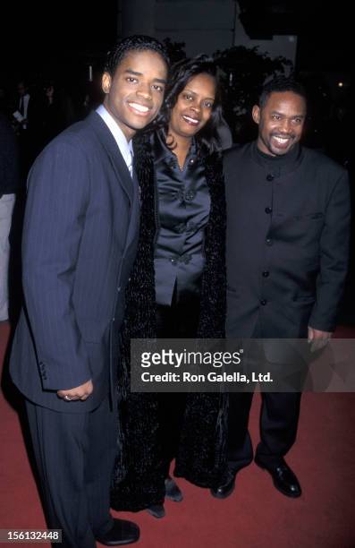 Actor Larenz Tate, mother Peggy Tate and father Larry Tate attending the world premiere of 'The Postman' on December 12, 1997 at the Steven J. Ross...
