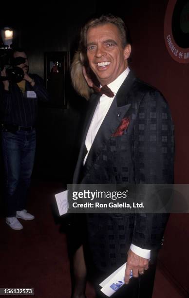 Talk Show Host Morton Downey Jr. And actress Lori Krebs attending Sixth Annual National Holiday Awards Dinner Benefit for CORE on January 15, 1990 at...