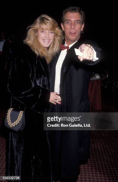 Talk Show Host Morton Downey Jr. And actress Lori Krebs attending Seventh Annual Helen Hayes Awards on November 27, 1989 at the Marriott Marquis...