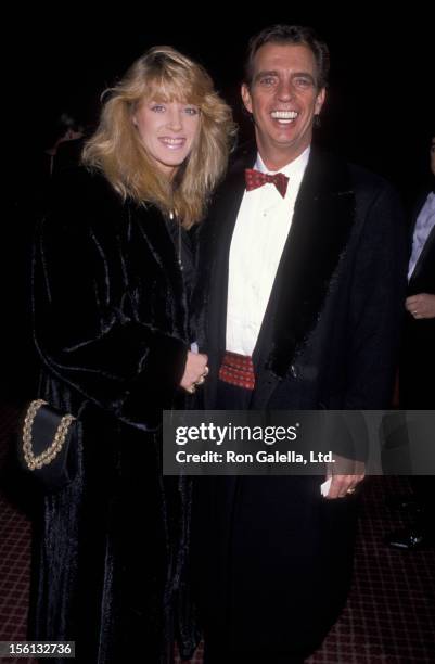 Talk Show Host Morton Downey Jr. And actress Lori Krebs attending Seventh Annual Helen Hayes Awards on November 27, 1989 at the Marriott Marquis...