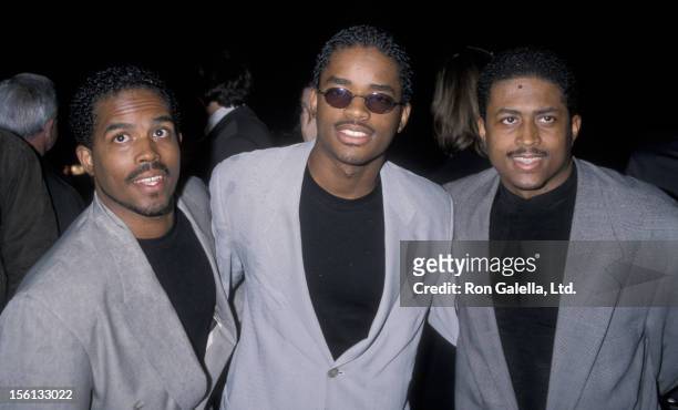 Actors Larron Tate, Larenz Tate and Lehmard Tate attending the premiere of 'Bullworth' on May 4, 1998 at the Academy Theater in Beverly Hills,...