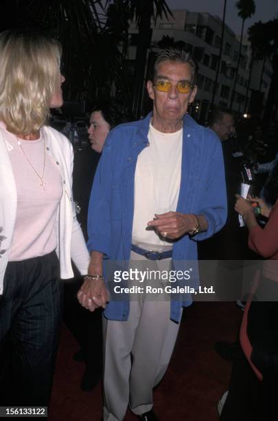 Talk Show Host Morton Downey Jr. And actress Lori Krebs attending the premiere of 'My 5 Wives' on August 28, 2000 at Santa Monica AMC Theater in...