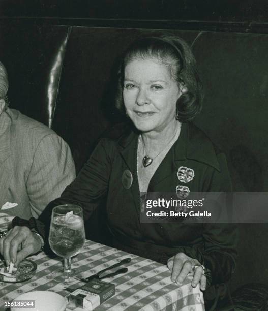 Actress Joan Bennett attending 'Party for 34th Annual Tony Awards' on June 1, 1980 at Sardi's in New York City, New York.