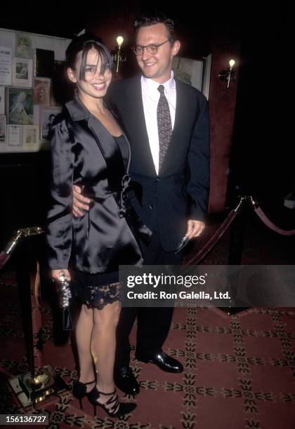 Personality Karen Duffy and husband John Lambros attend 'The Peacemaker' New York City Premiere on September 22, 1997 at Ziegfeld Theater in New York...
