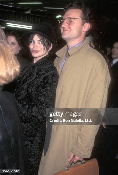 Personality Karen Duffy and husband John Lambros attend 'The Boxer' New York City Premiere on January 7, 1998 at Coronet Theater in New York City,...