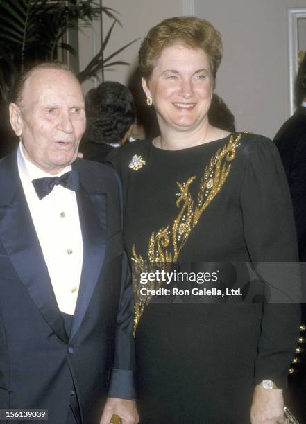 Musician Gene Autry and wife Jacqueline Ellam attend the UCLA Honors Fred MacMurray on November 7, 1986 at Beverly Hilton Hotel in Beverly Hills,...