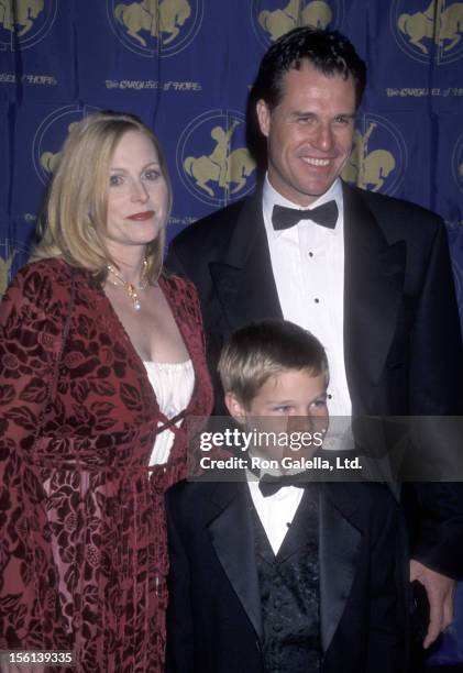 Actor Brad Johnson with his wife Laurie Johnson and son Shane Johnson attend the 1998 Carousel of Hope Ball to Benefit the Barbara Davis Center for...